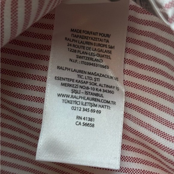 Ralph Lauren Classic Fit Red/White Striped Oxford Shirt Long Sleeve Size XXL - Picture 6 of 7